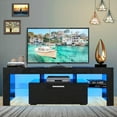 thumbnail image 6 of Black TV Stand for 55 inch TV, Modern High Glossy Television Table Stands TV Cabinet Console Table with 16 Colors LED Lights, TV Buffet Cabinet with Storage, Living Room Entertainment Center, 6 of 12