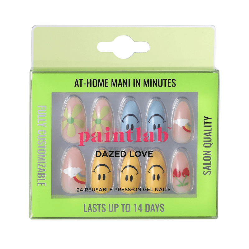 PaintLab Dazed Love Gel Press On Nails Kit, Multi Design 24 Count