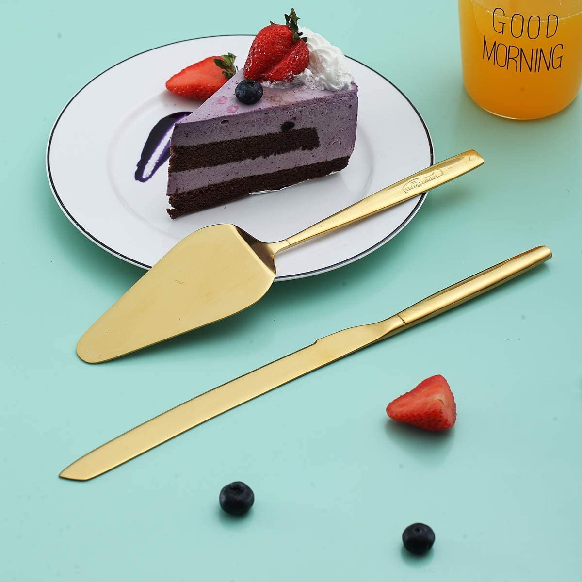 Black & Gold Cake Lift & Knife Set – Tea + Linen