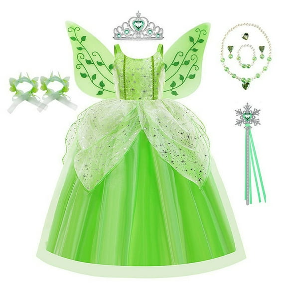 Generic Children Dress Gown Girl Daily Party Dress Princess Halloween Up for Dresses Pageant Wedding(12 Years,Green)