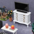 thumbnail image 3 of Cómoda de madera blanca en miniatura con forma de casa de muñecas a escala 1:12, 3 of 3