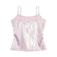 thumbnail image 4 of Aiihoo Women's Wet Look Metallic Tank Tops Spaghetti Straps Camisole Slim Vest Shirt Hip Hop Dancewear Pink M, 4 of 7