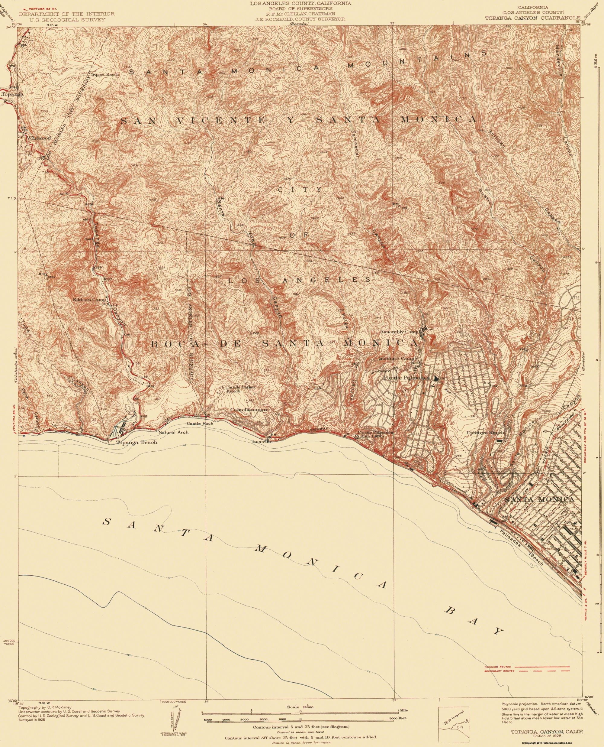 Topanga Canyon California Quad USGS 1928 23 x 28.44