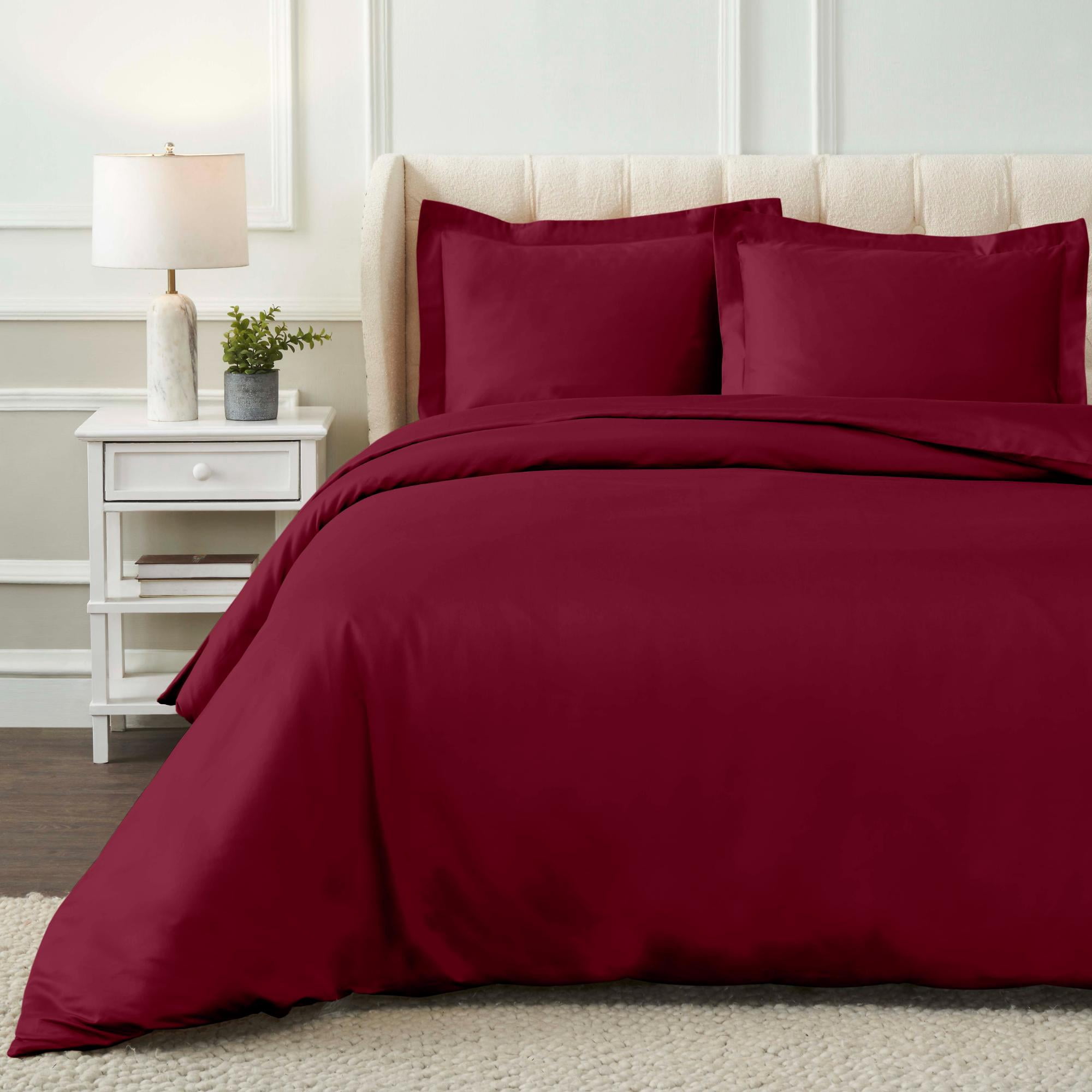 Superior Egyptian Cotton Duvet Cover Set, King/ Cal King, Burgundy