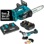 Makita XCU02PTX1 18V X2 (36V) LXT® Lithium-Ion Cordless 12" Chain Saw Kit (5.0Ah) and Brushless Angle Grinder