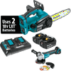 Makita XCU02PTX1 18V X2 (36V) LXT® Lithium-Ion Cordless 12" Chain Saw Kit (5.0Ah) and Brushless Angle Grinder