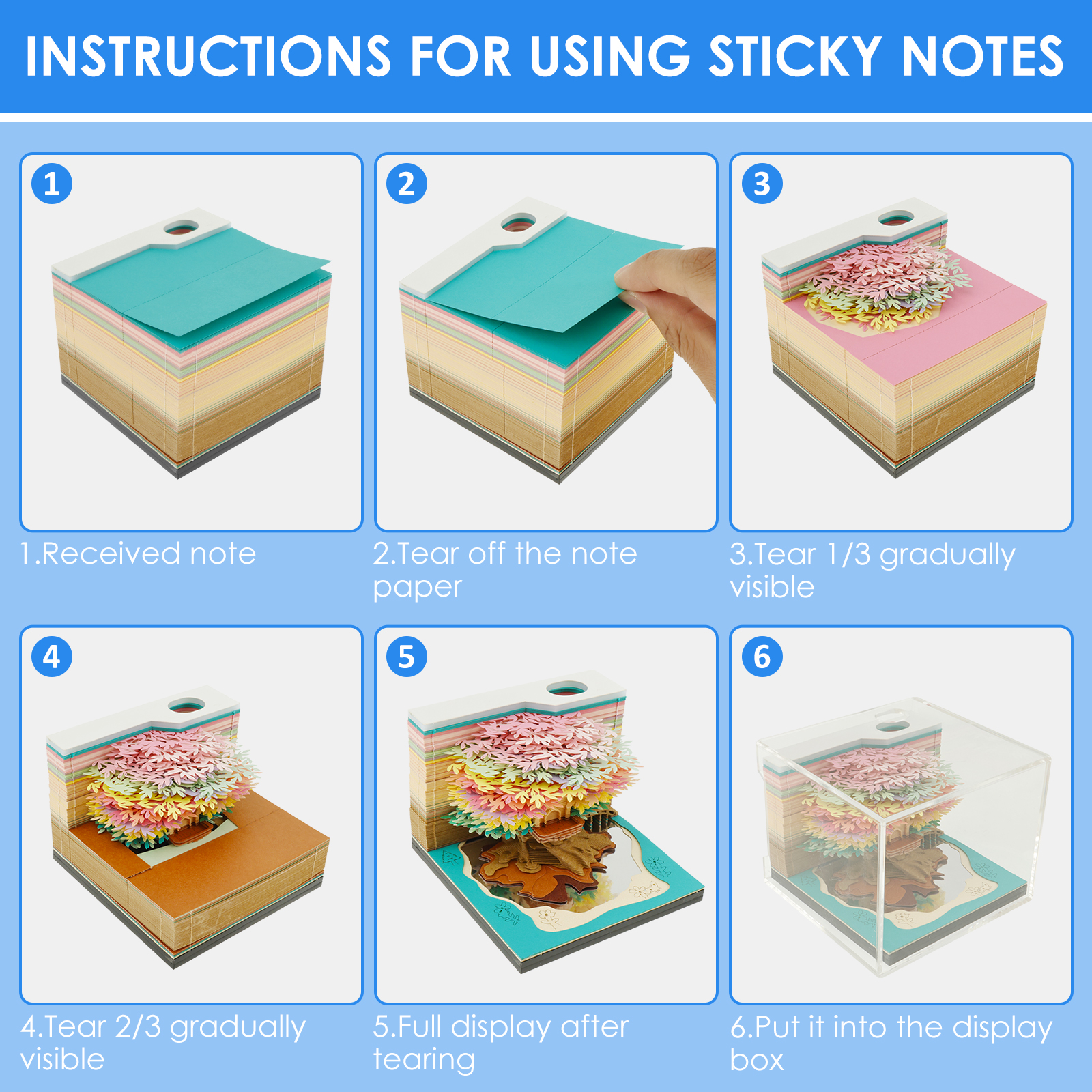 Threns 3D Notepad Creative Tree House 3D Memo Pad with Light 2025 Weekly Calendar Notepad for Office Gift