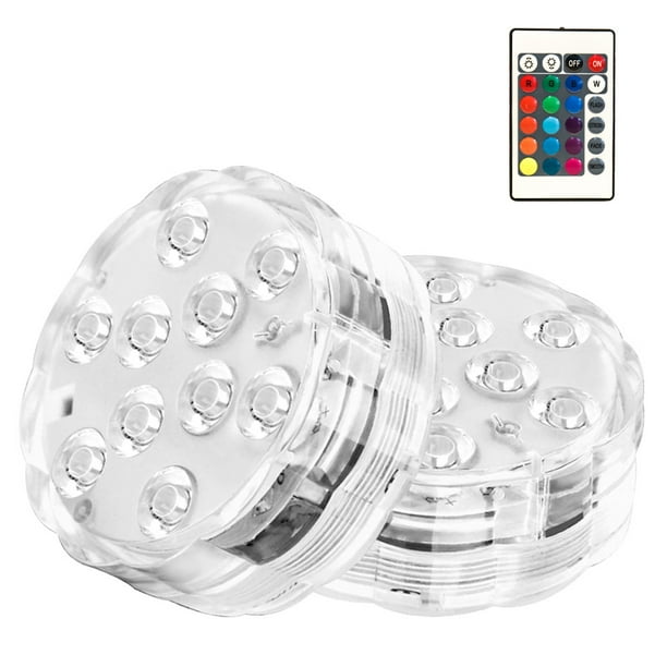 (Paquete de 2) Luz LED sumergible recargable, luces subacuáticas con imán IP68, cambio RGBW controlado por control remoto, luz de piscina para acuarios