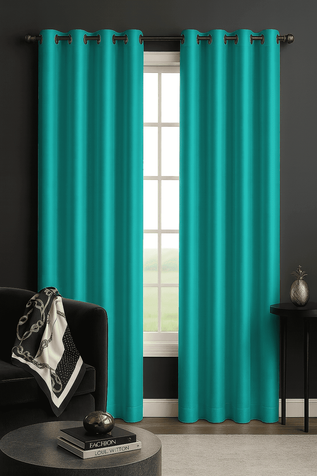 Luxury Glow Faux Silk Curtain Panel – 2 Panel Set, Each 54x84”, 8 Grommets, 14 Colors, Elegant Light Blocking Drapes -Teal