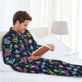 thumbnail image 6 of Fotbe Monster Pizza Pattern Long Sleeve Pajama Set for Men,Sleepwear Set,2-piece Loungewear Set,Soft PJs Comfy Nightwear with Pockets-XX-Large, 6 of 7