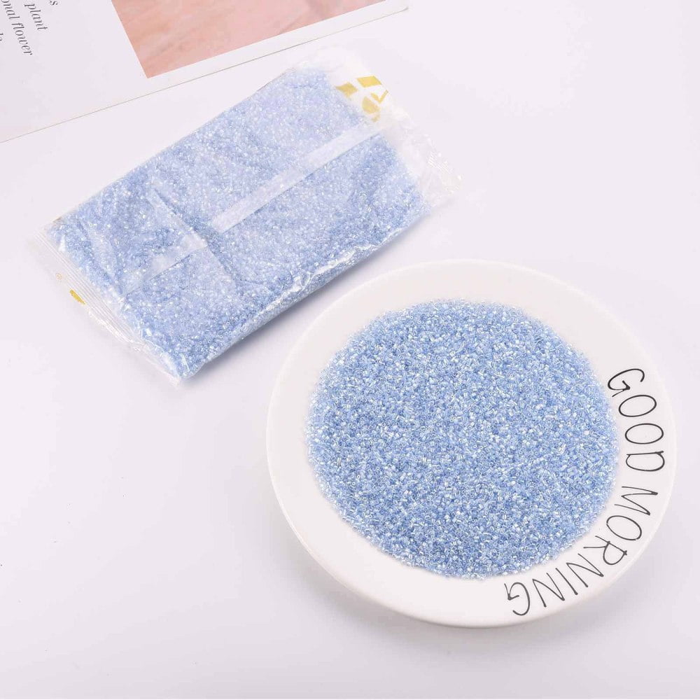 Glass Bugle Beads Transparent Colours Luster Light Steel Blue 2.5~3x2mm Hole: 0.9mm 15000pcs/pound