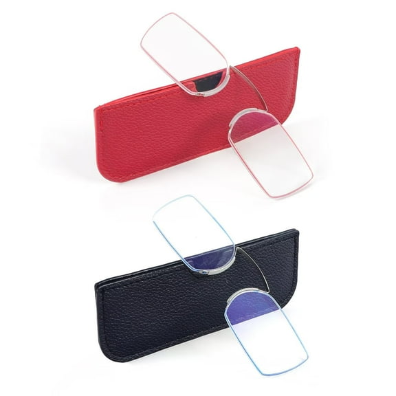 REAVEE 2 Pack Armless Reading Glasses for Men Women, Blue Light Blocking Readers Ultra Thin with Portable Case Black Red 2.0
