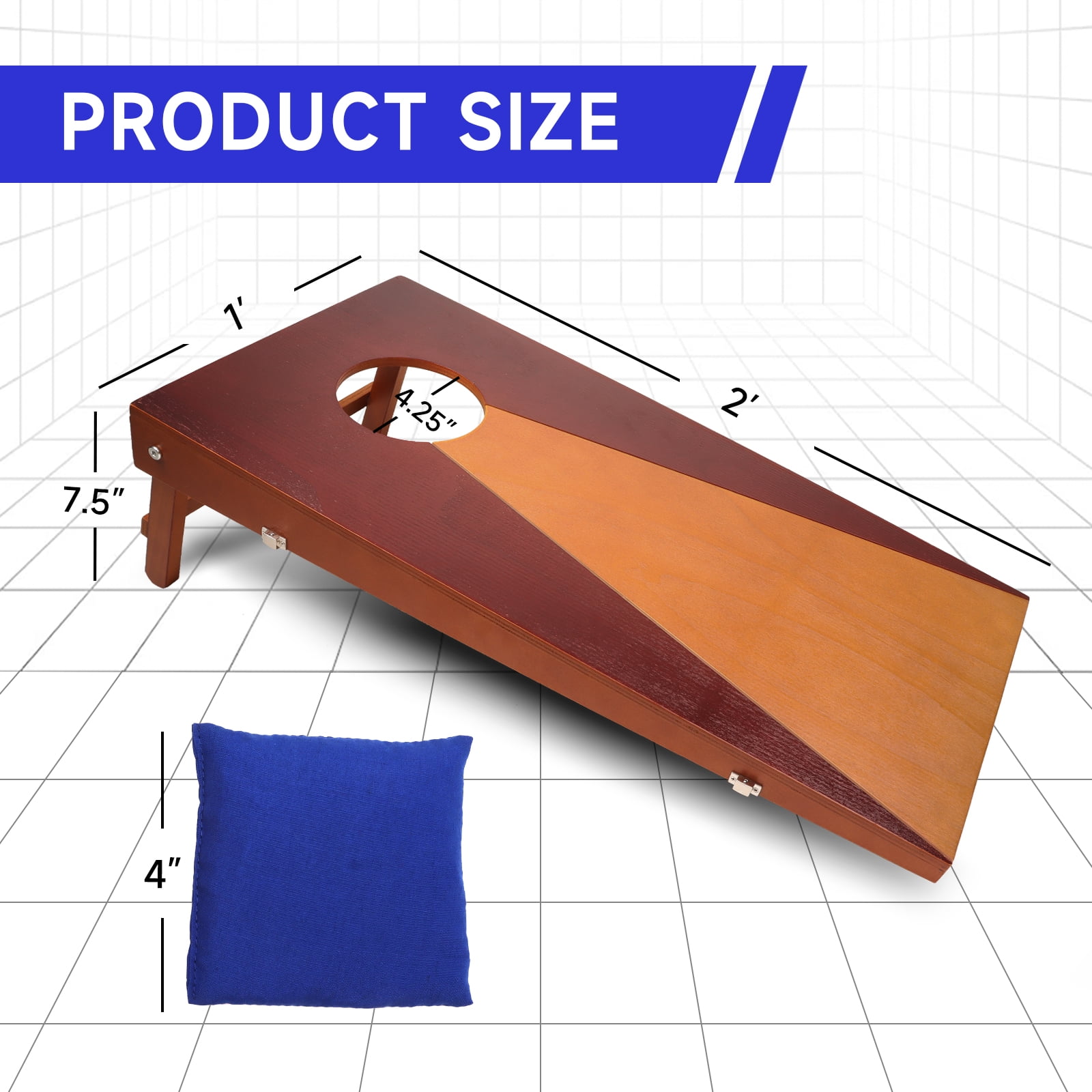GSE Games & Sports Expert 2'x1' Wooden Portable Cornhole Toss Games Set with 2 Solid Wood Corn Hole Boards and 8 Bean Bags. Great for Indoor/Outdoor Lawn Backyard
