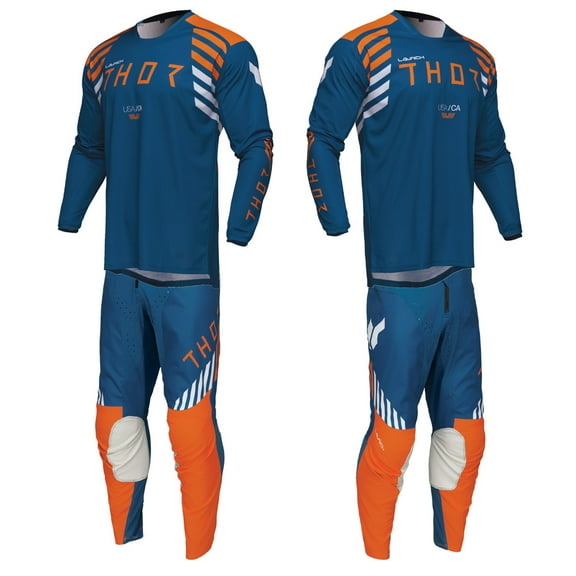 Thor 2025 Adult Mens LAUNCHMODE Zone Offroad Motocross Jersey Pant Combo (Blue, Small / 28)