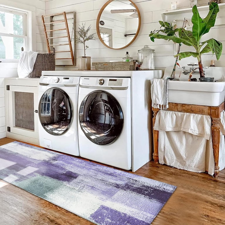2-Piece Purple Non-Slip Kitchen Rug Set - 40x60cm & 40x120cm, Washable Anti-Fatigue Mats For Sink & Stove