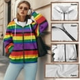thumbnail image 6 of Renewold Rainbow Stripes Womens Full Zip Up Sweatshirts Hoodie Pullover Fleece Jackets Long Sleeve Oversized Sweatshirt Jackets Tops Dropped Shoulder Hooded Sweaters with Plus Size, M, 6 of 7