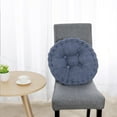 thumbnail image 4 of Coussin d'Assise Épaissi Rond en Velours Côtelé pour Chaise, Tapis, Bleu Marine, 4 of 6