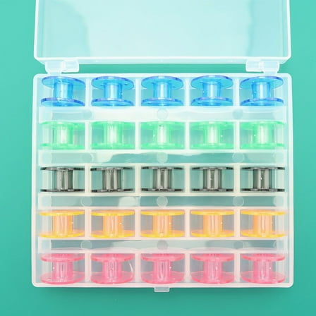 KALLORY 25Pcs Orange Empty Bobbins Spools Box for Embroidery Machine Hobbyists