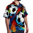 thumbnail image 2 of Football Men's Short Sleeve Poplin Shirts, Casual Printed Button Down Tops for Summer Beach, Unisex with Spread Collar, 2 of 6