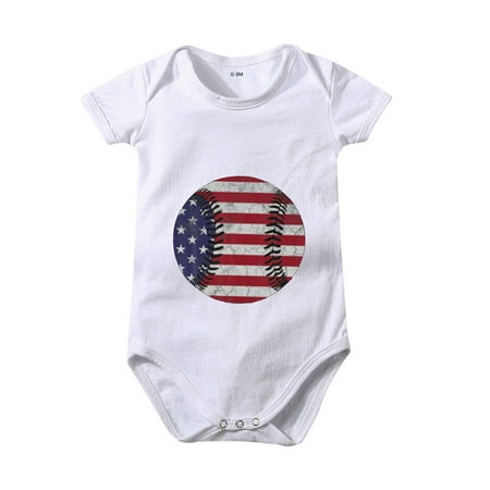 

2DXuixsh 12 Months Baby Girl Clothes Toddler Kids 4Th Of July Letters Baseballs Prints Short Sleeve Independence Day Romper Jumpsuit Cloths Full Bodysuit for Toddler Girl White Size 3M
