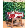 thumbnail image 4 of Outdoor Tablecloth Hydrangea Flowers Rectangle Patio Tablecloths 60x84, Waterproof Outside Table Cloths with Umbrella Hole and Zipper, Red Grey Floral Summer Table Cover for Outdoor Tables Garden, 4 of 5