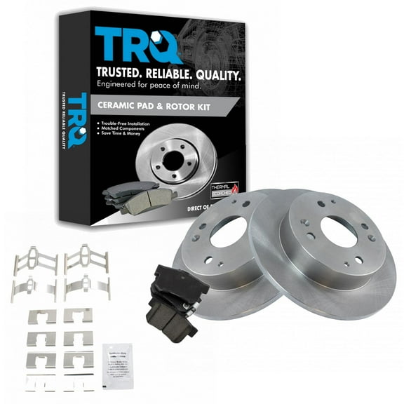 TRQ Rear Brake Pad & Rotor Kit Brake Pads Brake Rotor Ceramic Fits Select 1997 Acura CL 1991-1997 Honda Accord