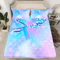 thumbnail image 2 of Erosebridal Dreamy Fishtail Sheet Set Queen, Monogrammed V Bedding Sets Queen Size, Princess Style Decor 4pcs, 2 of 7