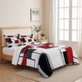 thumbnail image 5 of Twin XL Quilt Set 68''x98'', Red Grey Black Lightweight Summer Bedspread Coverlet Set with 2 Pillow Shams, Irregular Geometric Modern Abstract Breathable All Season Quilt Bedding for Dorm/Guest Room, 5 of 9