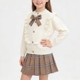 thumbnail image 6 of Girls White 2-Piece Set, Knit Top and Plaid Skirt Outfit with Ruffles, Elegant Preppy Dress for Kids Kids 2-8 Years, Easter or Photo Shoot,Size 7-8 T, 6 of 8