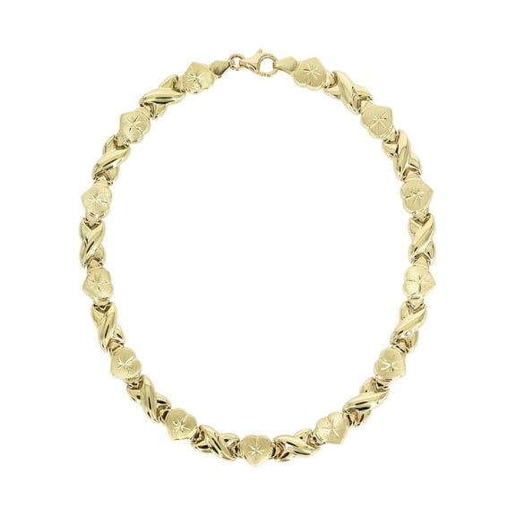 YELLOW GOLD "XO HEART" HOLLOW NECKLACE FOR WOMEN | APPX 12.3 GRAMS