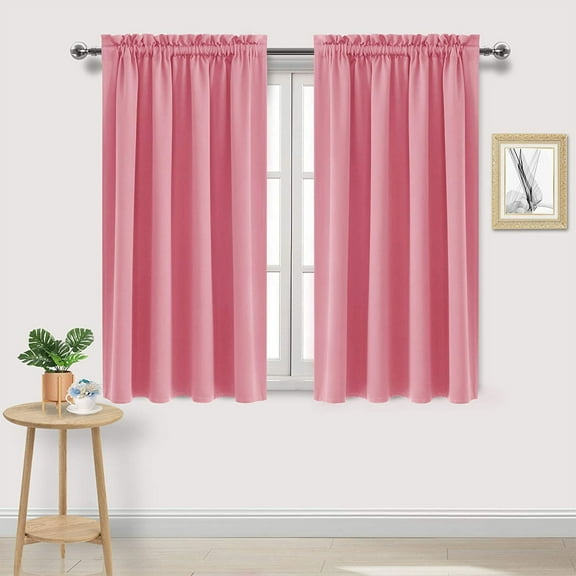 HCBY 2PCS Modern Solid Blackout Thermal Curtains - Grommet Window Drapes for Bedroom, Living Room & Kitchen | 84"x38" 100% Polyester Fabric in Pink | Single Panel, Energy Efficient