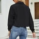 thumbnail image 4 of Chaqueta Manga Larga Solapa Color Puro Botón Bolsillo Casual Cómodo Tops Cortos Para Mujer Negro S, 4 of 6