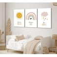 thumbnail image 4 of 3 Pcs Nursery Canvas Wall Art Pink Sun Rainbow Hearts Posters Prints Boho Kids Room Pictures Wall Decor for Toddlers Children Baby Girl Bedroom Home Decoration, 4 of 5