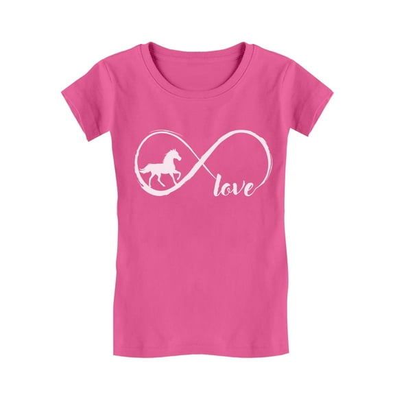 Tstars Infinite Love Horse-Themed Girls' T-Shirt - Perfect Birthday Gift for Horse Lovers - Stylish Equestrian Kids' Tee - Soft & Comfortable Horse Enthusiast Apparel