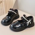 thumbnail image 5 of Avrnliq Girls Mary Jane Shoes Black Patent Faux Leather with Pearl Bow - School Dress Party Shoes for Girls, Comfort Non-Slip, Ages 4-10 Years,Size 5-5.5T, 5 of 7