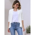 thumbnail image 3 of DARING DIVA Womens Open Front 3/4 Sleeve Draped Ruffles Eyelet Cardigans M White, 3 of 6
