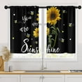 thumbnail image 1 of Sunflower Kitchen Curtains 36 Inch Length Bees Flower Window Curtains Over Sink Set of 2, Summer Sunshine Black Short Tier Curtain for Kitchen, Farmhouse Small Kitchen Decor 26x36 Inch, 1 of 5
