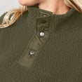 thumbnail image 5 of ShomPort Women Fleece Sweatshirt Fuzzy Long Sleeve Button Collar Pullover Coat with Pocket (Army Green ), 5 of 9
