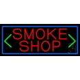 thumbnail image 1 of Smoke Shop And Arrow With Blue Border LED Neon Sign 13 x 32 - inches, Clear Edge Cut Acrylic Backing, with Dimmer - Bright and Premium built indoor LED Neon Sign for Bar decor., 1 of 7
