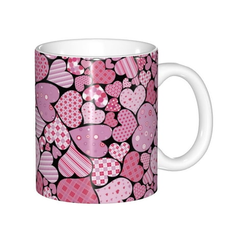 

Yiaed Sweet Heart Print Ceramics Coffee Large Handle Design Extra Large Tea and Coffee Cup for Office and Home Mugs