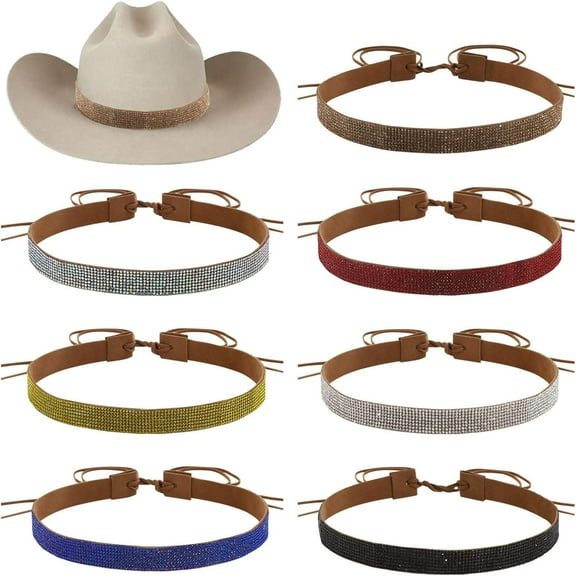 DIY 7pcs Bling Rhinestone Hat Band Rhinestone Western Style Cowboy Hat Bands Adjustable Cowgirl Hat Belt for Women Men Accessories DIY