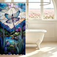 thumbnail image 3 of Erosebridal Retro Dragonfly Shower Curtain 72Wx78L,Bohemian Plants Bath Curtain,Blue Purple, 3 of 5