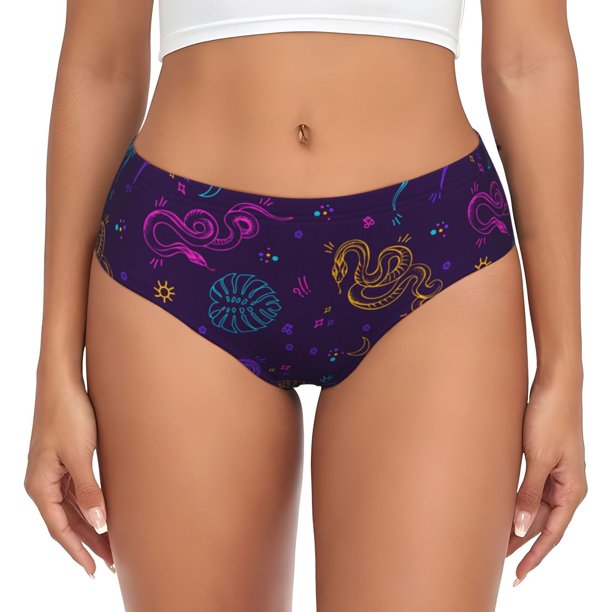 Fotbe Colorful Snake Calzones Estampados para Mujer – Ropa Interior de Algodón, Cómoda, Suave y Elástica-Medium