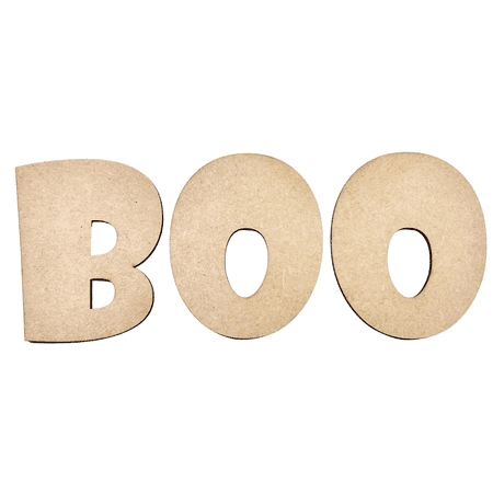 Krafty Supply Fat Letter Word BOO, Halloween Words, 1/8" MDF, Halloween Crafts, 11" Wide