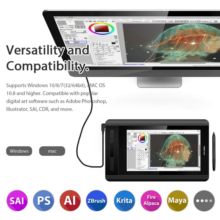 XP PEN Artist12 Graphic Tablet 11.6in FHD Drawing Monitor Pen Display with  PN06 Battry-Free Stylus, Glove and Multi-Function Pen Holder