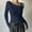 Navy, variant on Women's Spring Tops Boat Neck Long Sleeve Off Shoulder Sheer Mesh Solid Color Blouses Slim Fit Vacation Fashion Y2K T-Shirt
