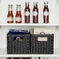 thumbnail image 6 of GRANNY SAYS Wicker Storage Baskets for Shelves, Waterproof Woven Baskets for Organizing, Hand Woven Rectangle Basket for Pantry, Black, 2-Pack, 6 of 8