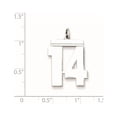 thumbnail image 3 of Auriga 925 Sterling Silver/Rhodium-plated Polished Number 14 Charm for Women (L-24mm, W-20mm), 3 of 4