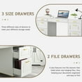 thumbnail image 4 of DreamCurship White Desk with 7 Drawers, White and Gold Desk with Storage,  57" Executive Desk with File Drawers, White, 4 of 7
