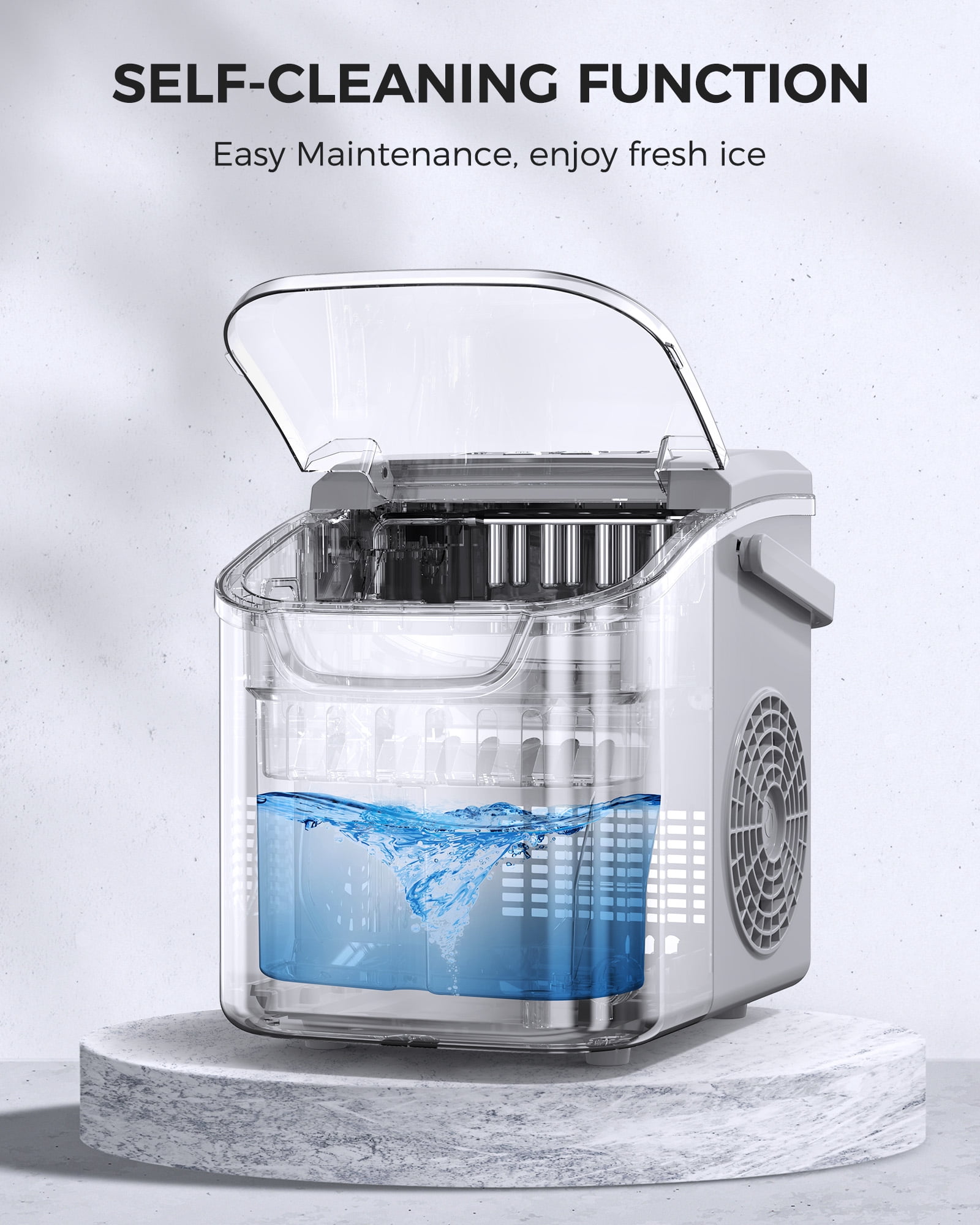 CRZOE Ice Maker Machine For Countertop, Portable Ice Maker Machine With Handel, Self-Cleaning Ice Maker, 26Lbs/24H, 9 Ice Cubes Ready In 8 Mins, For Home/Office/Kitchen